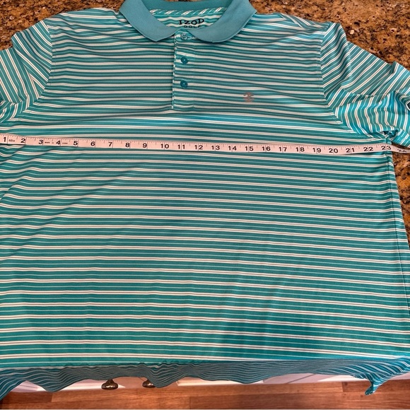 IZOD GOLF With STRETCH Size Large BLUE WHITE STRIPE SS - Picture 12 of 16